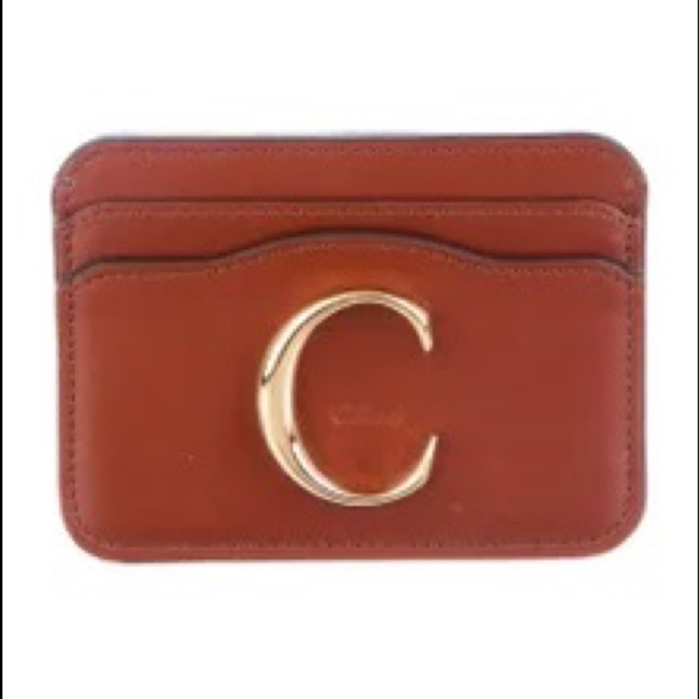 ISO authentic Chloe C card holder/ wallet in sepia brown